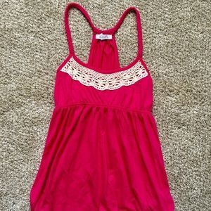 Hot Pink Tank with Crochet Detailing